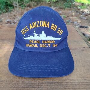 USS Arizona BB 39 Pear Harbor Adjustable Velcro Back Hat Cap